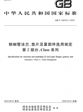 鋼制管法蘭、墊片及緊固件選用規(guī)定 第2部分：Class系列國(guó)標(biāo)/T 43079.2-2023